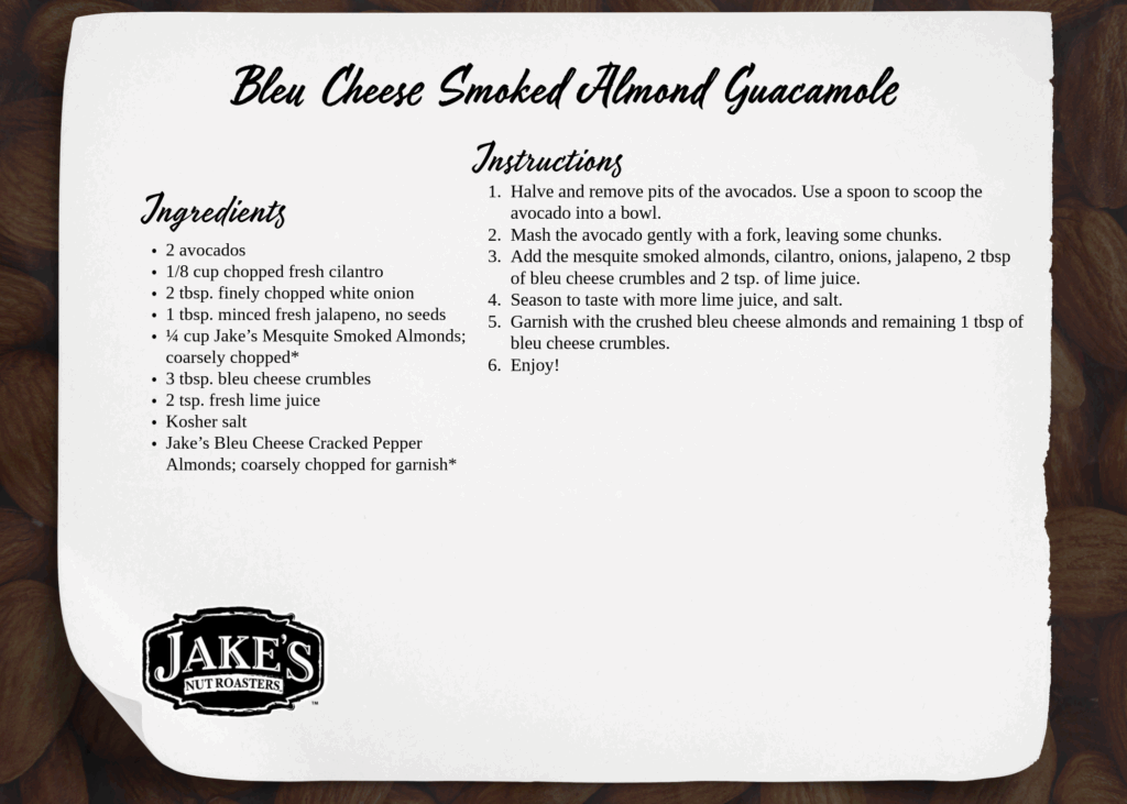 Bleu Cheese Smoked Almond Guacamole JNR Recipe Card 2 Bleu Cheese Guacamole