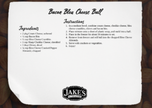 Bacon Bleu Cheese Ball Jakes Recipe Card 2